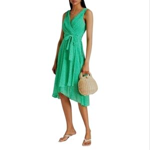 DKNY Chiffon Midi Fit & Flare Faux Wrap Dress